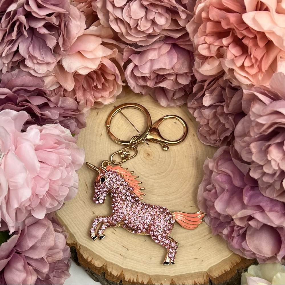 Magical Pink Crystal Unicorn Keychain Charm - Picture 5 of 16